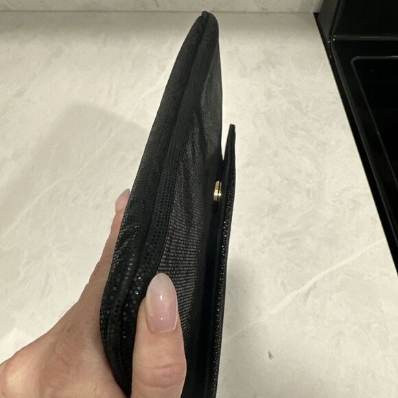 VINTAGE Frenchy of California Black Evening Envelope Clutch Sparkly Shiny - Picture 10 of 14
